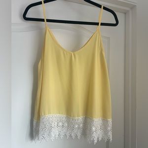 Yellow Tank Top with Lace Bottom Sz L